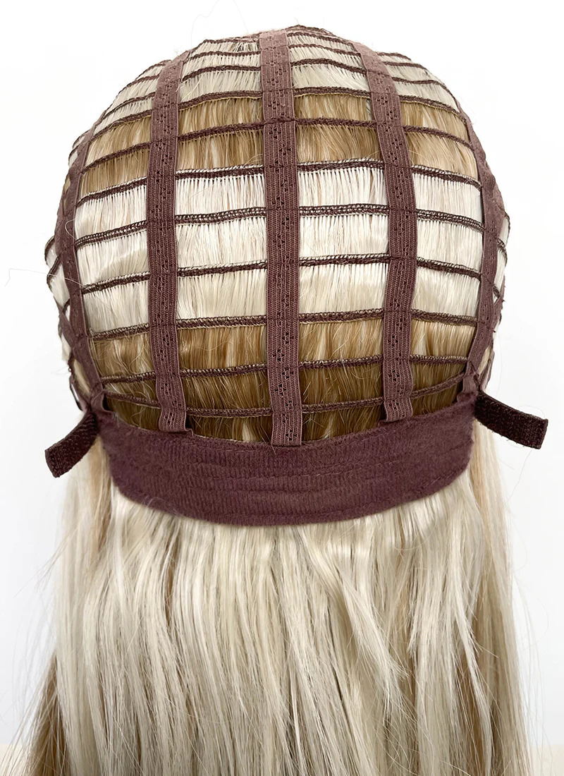 Blonde With Dark Roots Straight Mono Top Kanekalon Lace Wig MN020