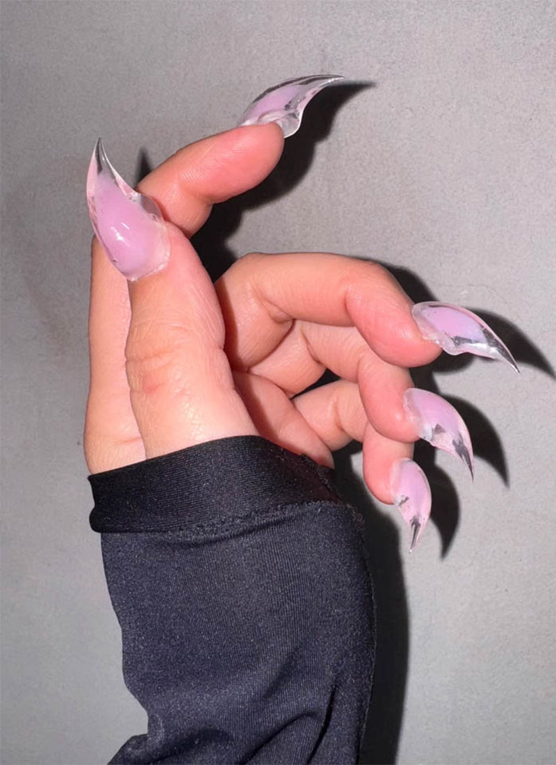 3D Pink Transparent Core Claw Handmade Press-On Nails NF066