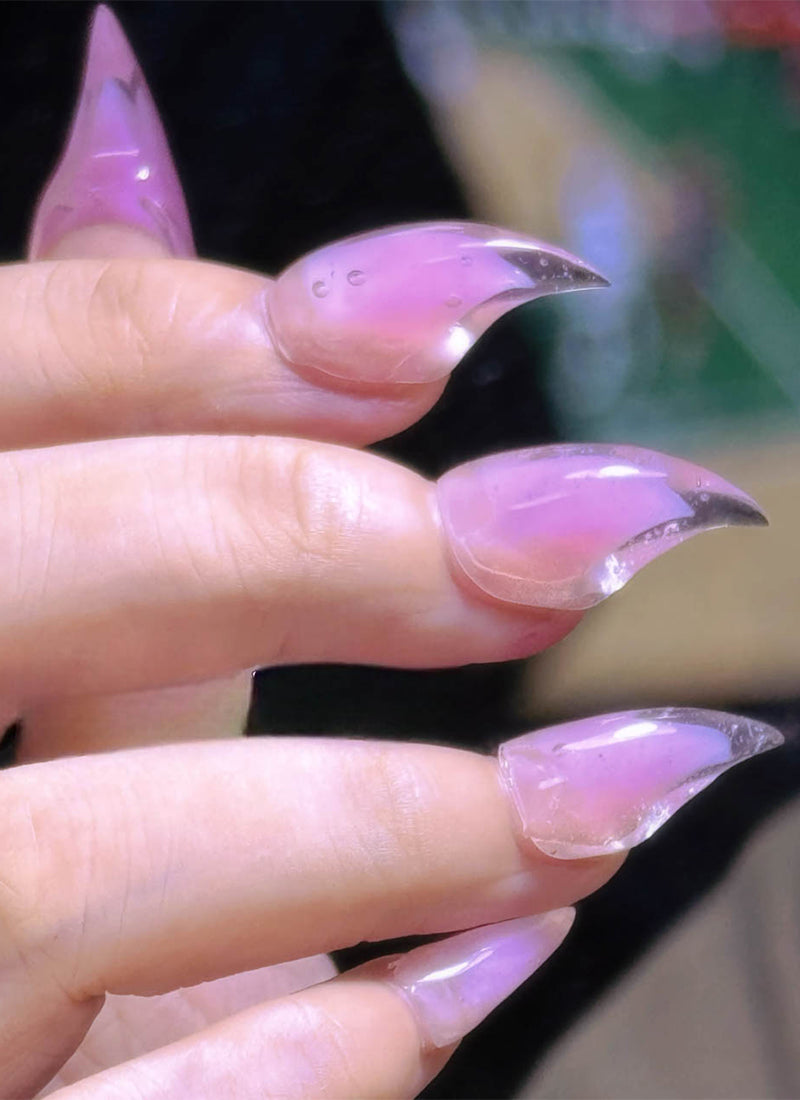 3D Pink Transparent Core Claw Handmade Press-On Nails NF066