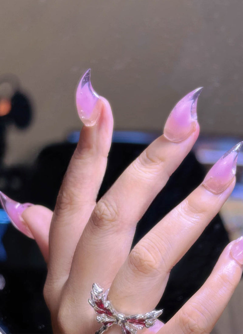 3D Pink Transparent Core Claw Handmade Press-On Nails NF066