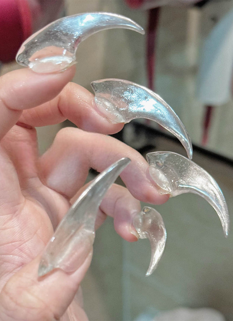 3D Wolf Claw Transparent Handmade Press-On Nails NF068