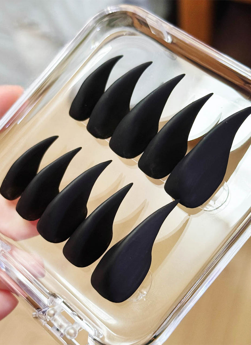 3D Matte Black Claw Handmade Press-On Nails NF073