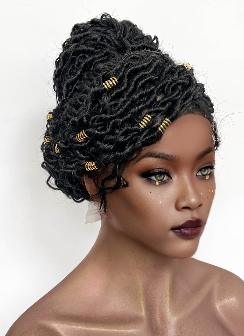Arcane Mel Medarda Black Dreadlocks Braided Lace Front Synthetic Wig LF2176