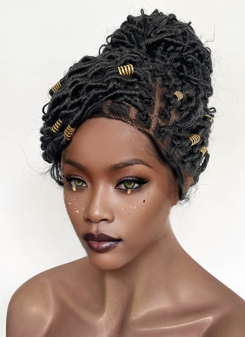Arcane Mel Medarda Black Dreadlocks Braided Lace Front Synthetic Wig LF2176