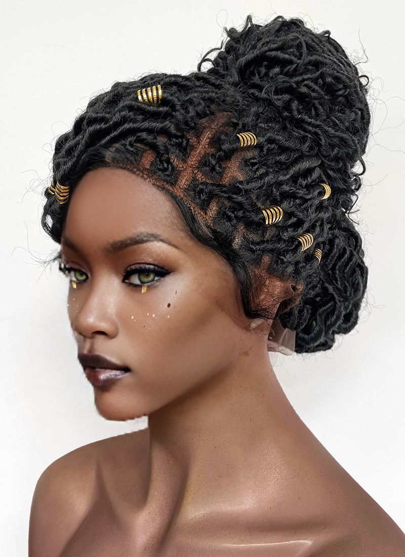 Arcane Mel Medarda Black Dreadlocks Braided Lace Front Synthetic Wig LF2176