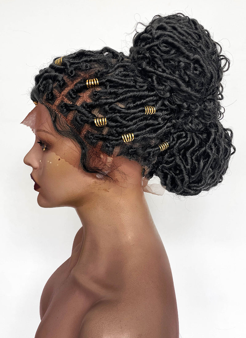 Arcane Mel Medarda Black Dreadlocks Braided Lace Front Synthetic Wig LF2176