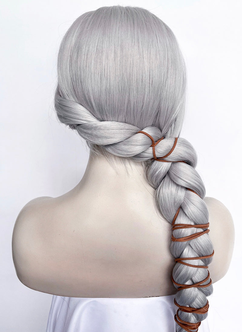 The Witcher IV Ciri Yaki Silver Grey Braided Lace Front Synthetic Wig LF2179