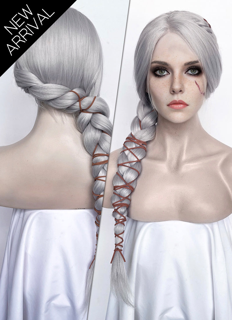 The Witcher IV Ciri Yaki Silver Grey Braided Lace Front Synthetic Wig LF2179