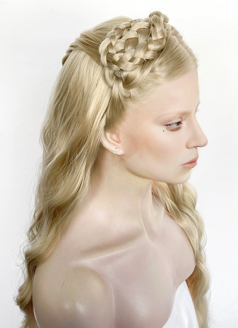 Lady Gaga Abracadabra Ash Blonde Braided Lace Front Synthetic Wig LF2510