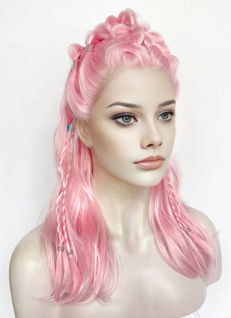 Pastel Pink Braided Lace Front Synthetic Wig LF2511