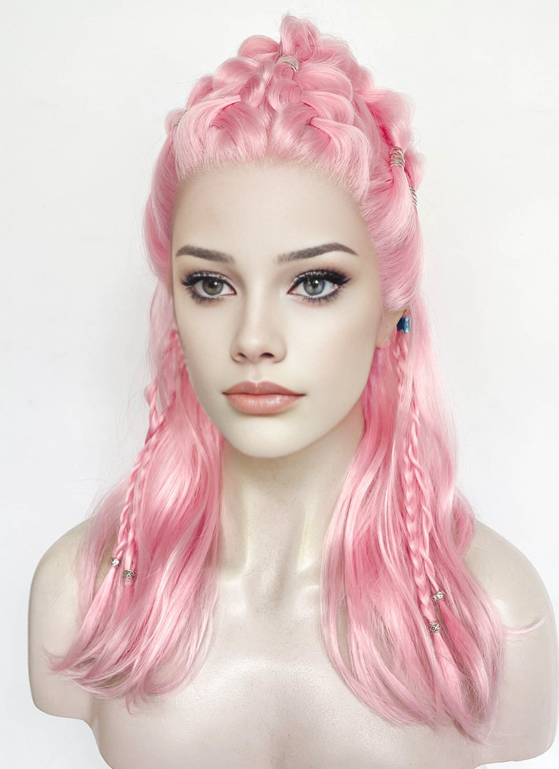 Pastel Pink Braided Lace Front Synthetic Wig LF2511