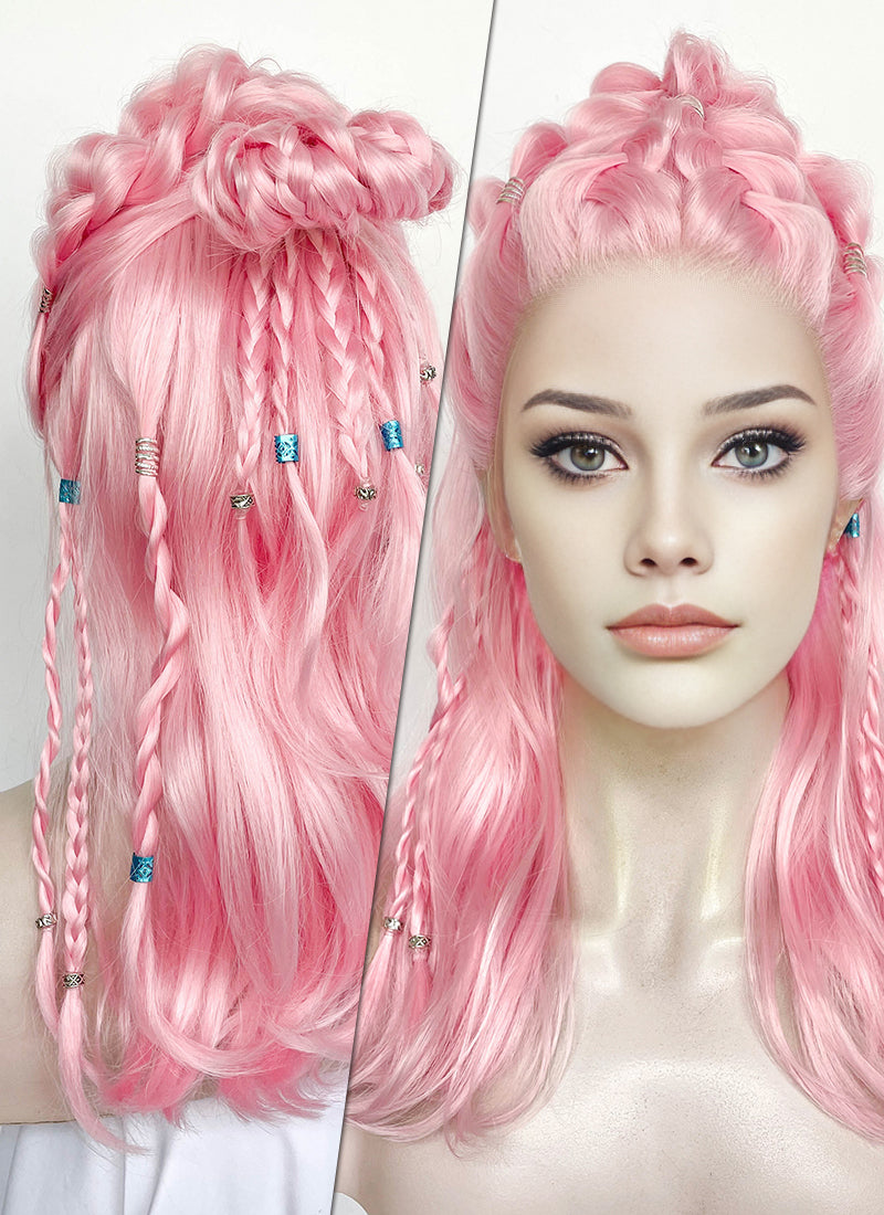 Pastel Pink Braided Lace Front Synthetic Wig LF2511