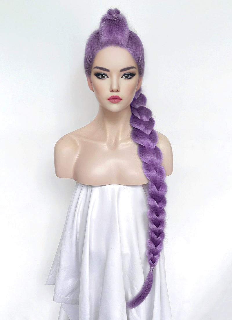 KPop Demon Hunters Rumi Pastel Purple Braided Lace Front Synthetic Wig LF2515