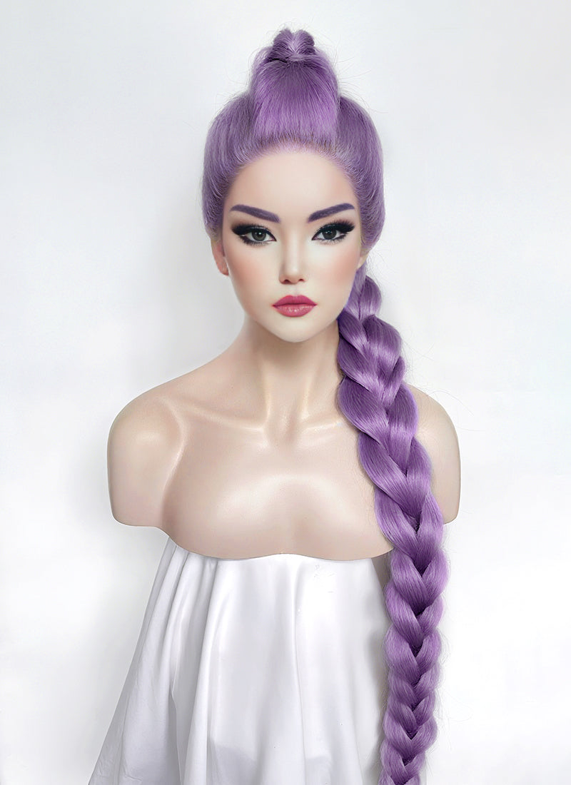 KPop Demon Hunters Rumi Pastel Purple Braided Lace Front Synthetic Wig LF2515