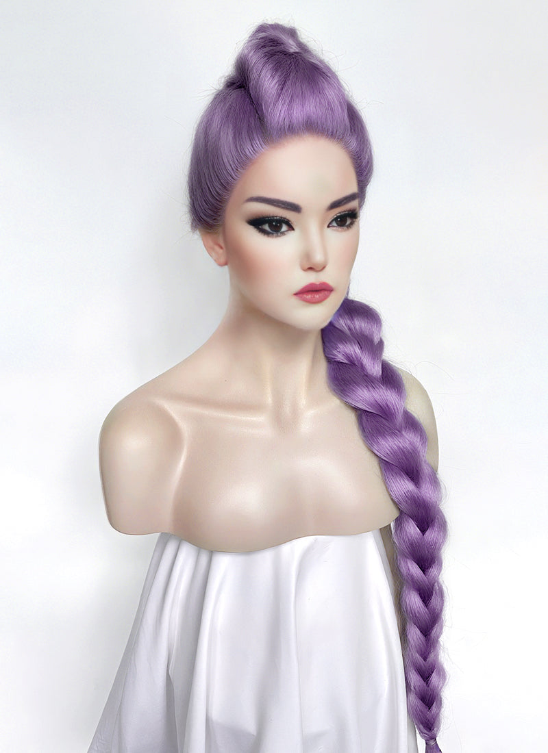 KPop Demon Hunters Rumi Pastel Purple Braided Lace Front Synthetic Wig LF2515