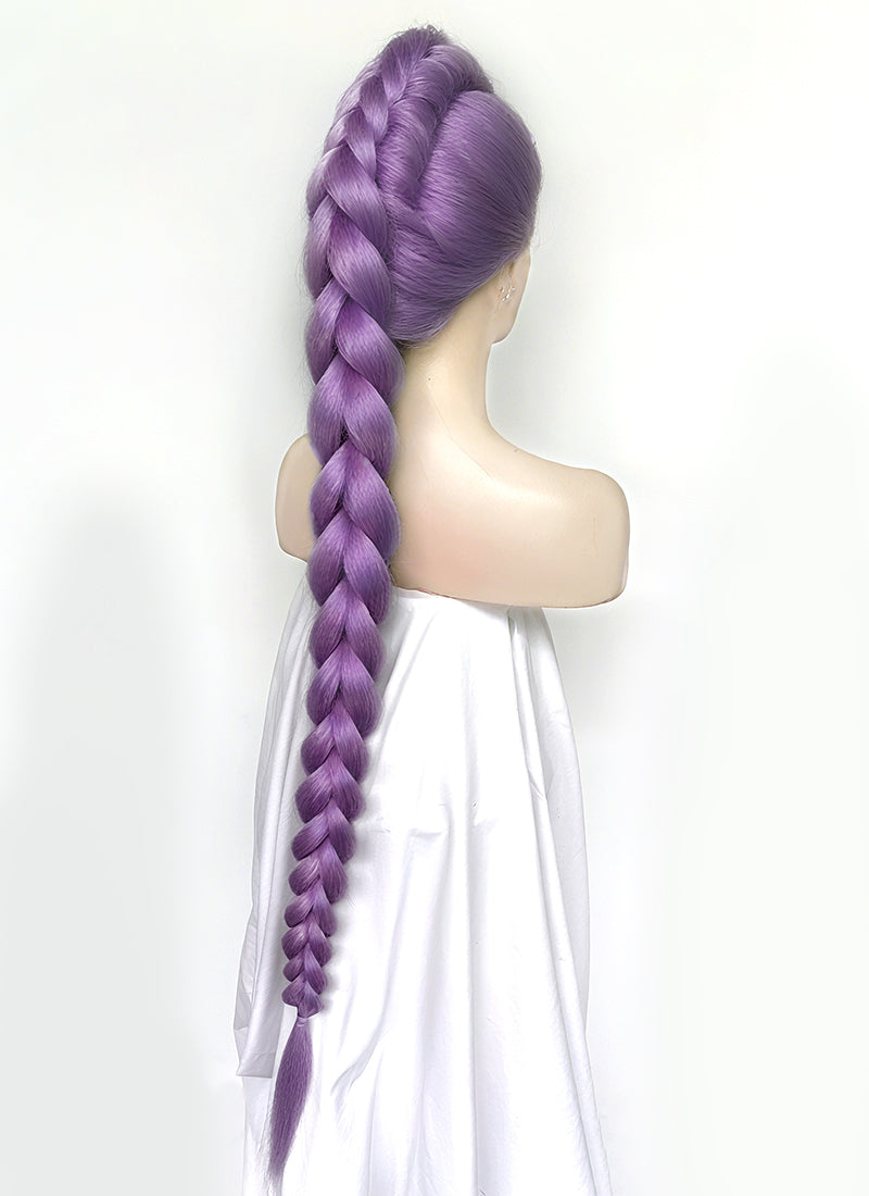KPop Demon Hunters Rumi Pastel Purple Braided Lace Front Synthetic Wig LF2515