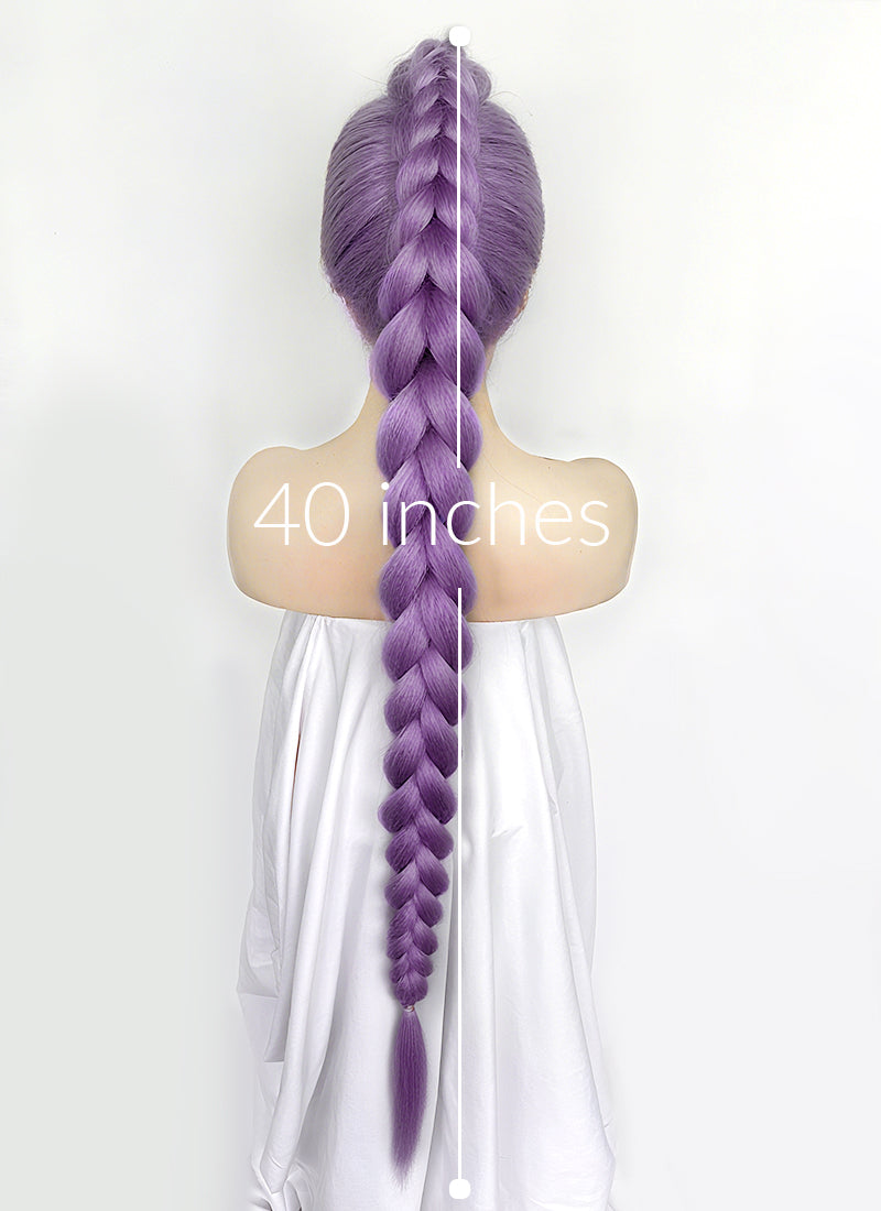 KPop Demon Hunters Rumi Pastel Purple Braided Lace Front Synthetic Wig LF2515