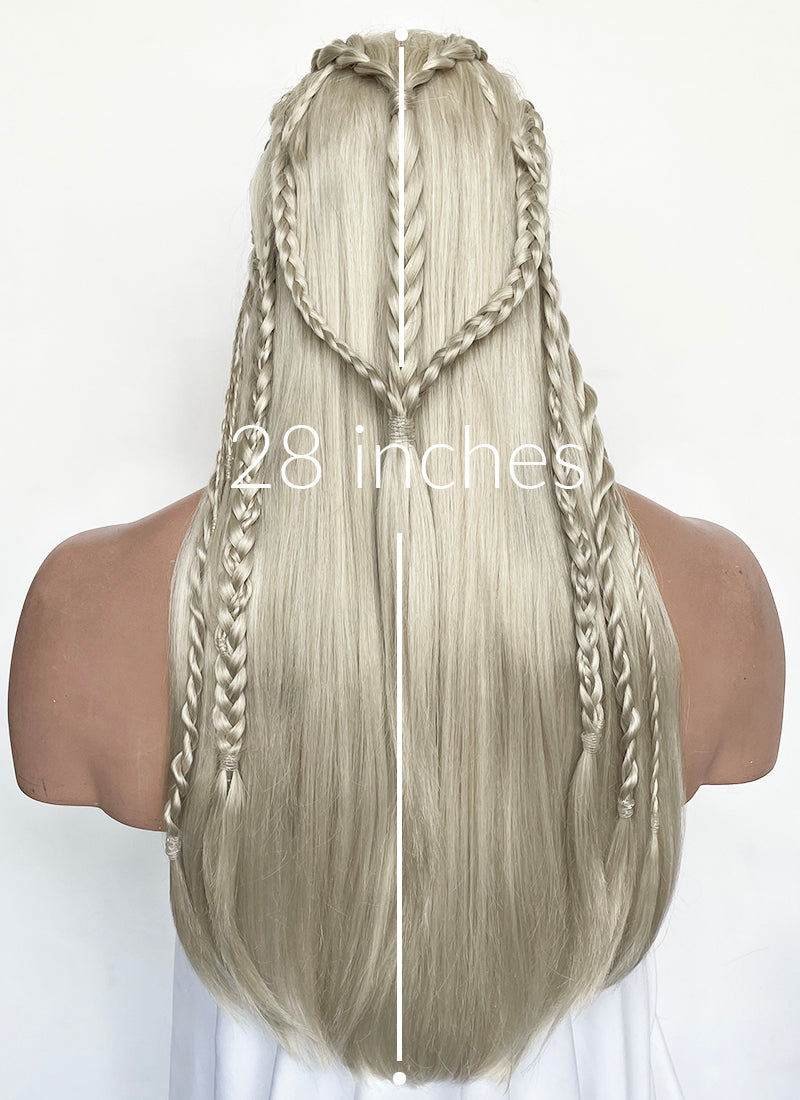 Pastel Ash Blonde Braided Lace Front Synthetic Men's Wig LF2518
