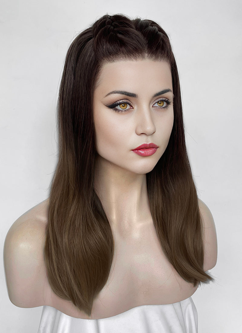 From the World of John Wick: Ballerina Eve Macarro Two Tone Brunette Straight Lace Front Synthetic Wig LF3366