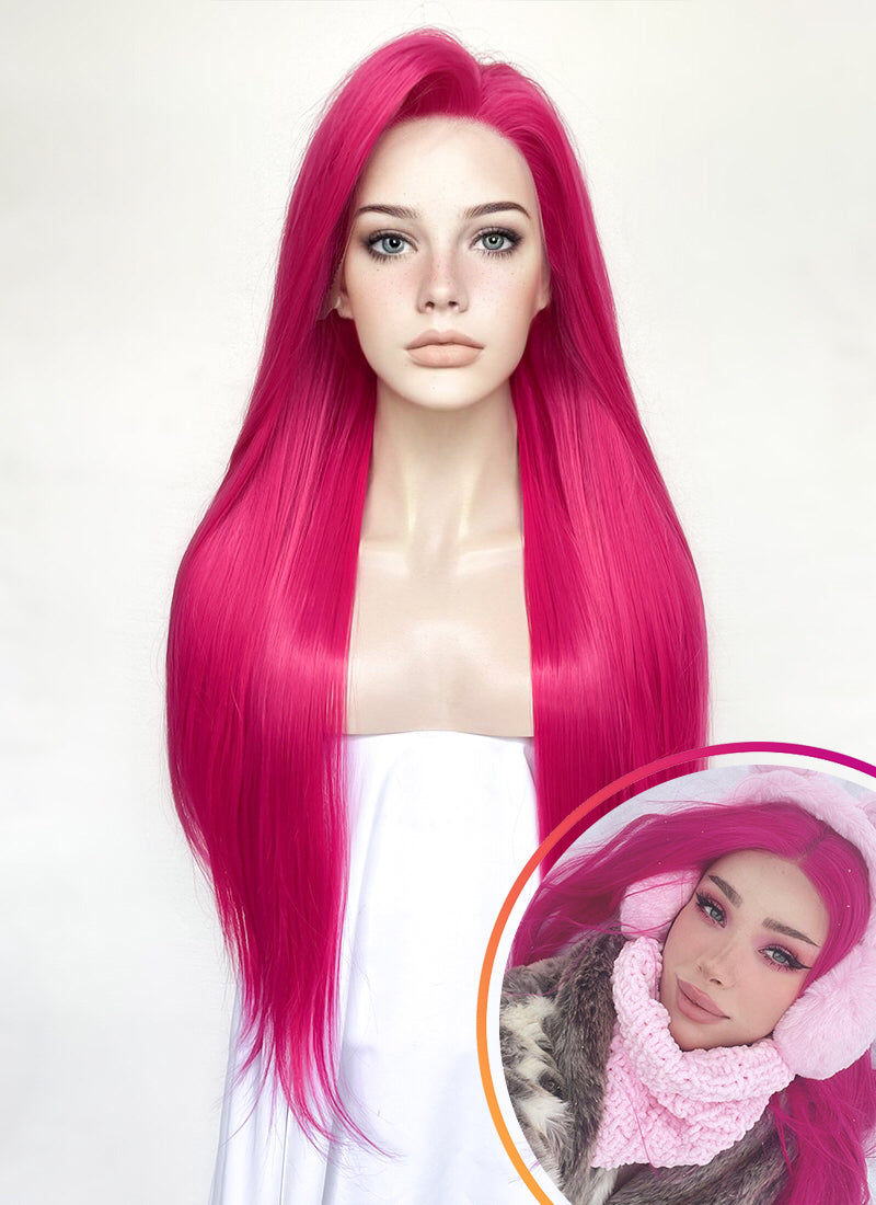 Hot Pink Straight Lace Front Synthetic Wig WigIsFashion – Wig Is