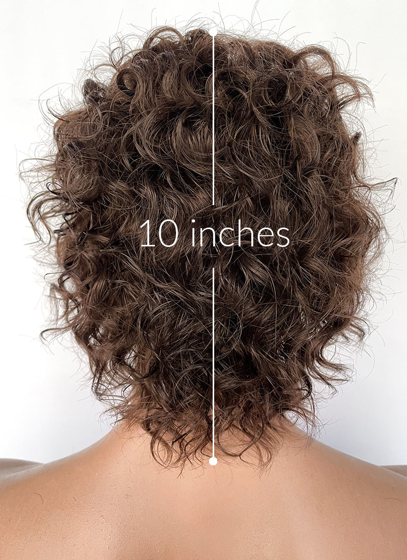 Wonka Timothee Chalamet Brunette Spiral Curly Lace Front Synthetic Hair Men's Wig LF6054