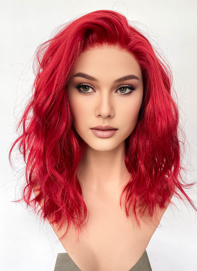 Red Wavy Lace Front Synthetic Hair Wig LF6115