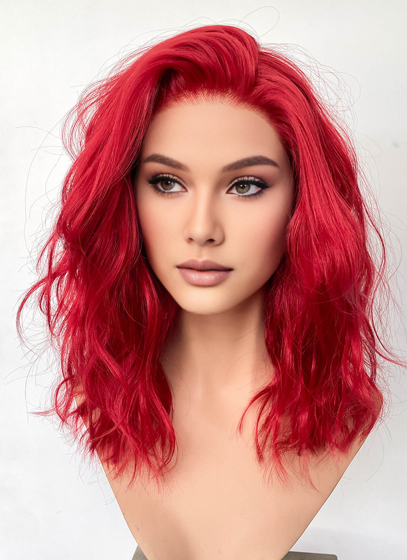 Red Wavy Lace Front Synthetic Hair Wig LF6115
