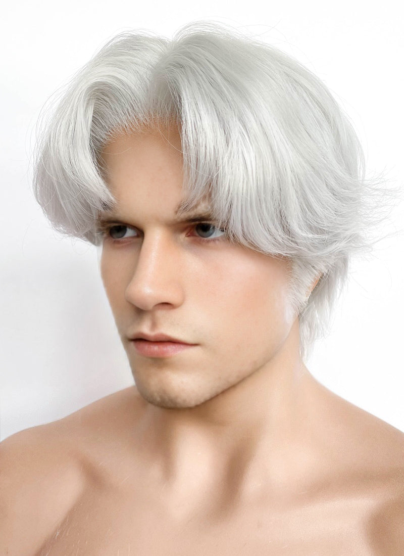 Devil May Cry Dante Silver Grey Wavy Lace Front Synthetic Men's Wig LF6116