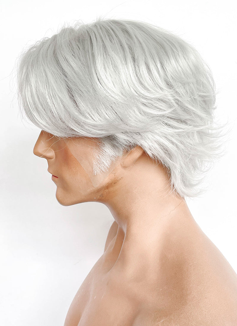 Devil May Cry Dante Silver Grey Wavy Lace Front Synthetic Men's Wig LF6116