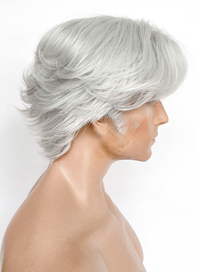 Devil May Cry Dante Silver Grey Wavy Lace Front Synthetic Men's Wig LF6116