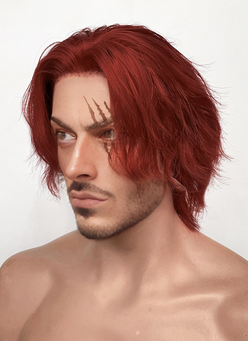 One Piece Figarland Shanks Auburn Wavy Lace Front Synthetic Men's Wig LF6120