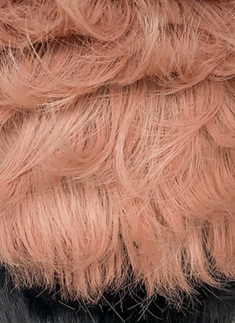 Jujutsu Kaisen Sukuna/Yuji Itadori Peach Pink Black Ombre Wavy Lace Front Synthetic Men's Wig LF6130