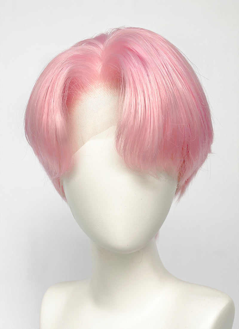 Kpop Pastel Pink Straight Lace Front Synthetic Men's Wig LF6131