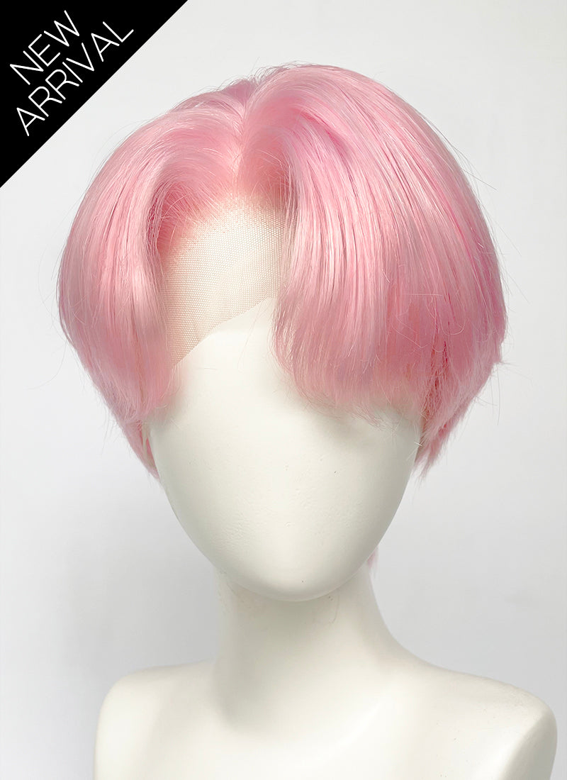 Kpop Pastel Pink Straight Lace Front Synthetic Men's Wig LF6131