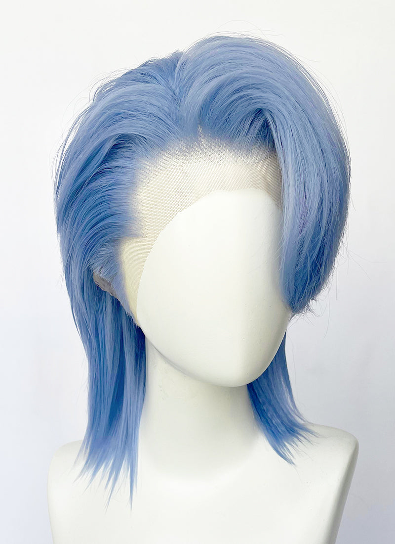 Kpop Pastel Blue Straight Lace Front Synthetic Men's Wig LF6132