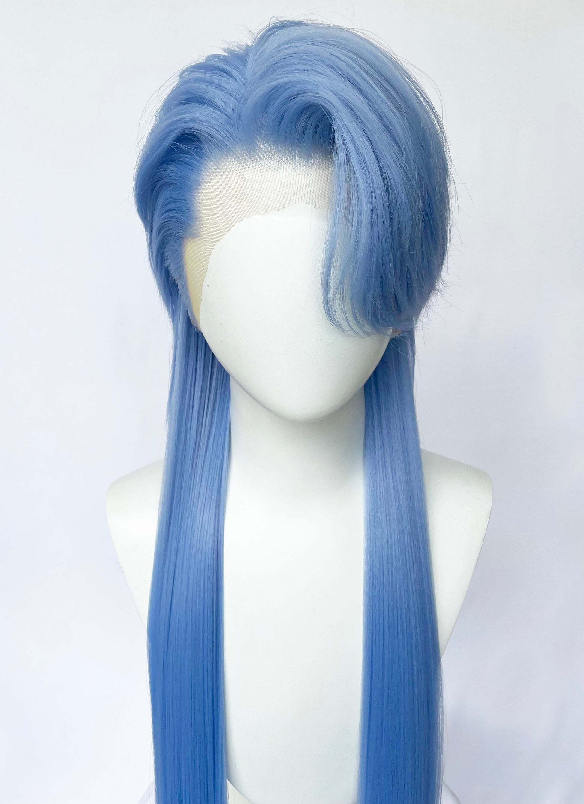 Pastel Blue Straight Lace Front Synthetic Men's Wig LF6134