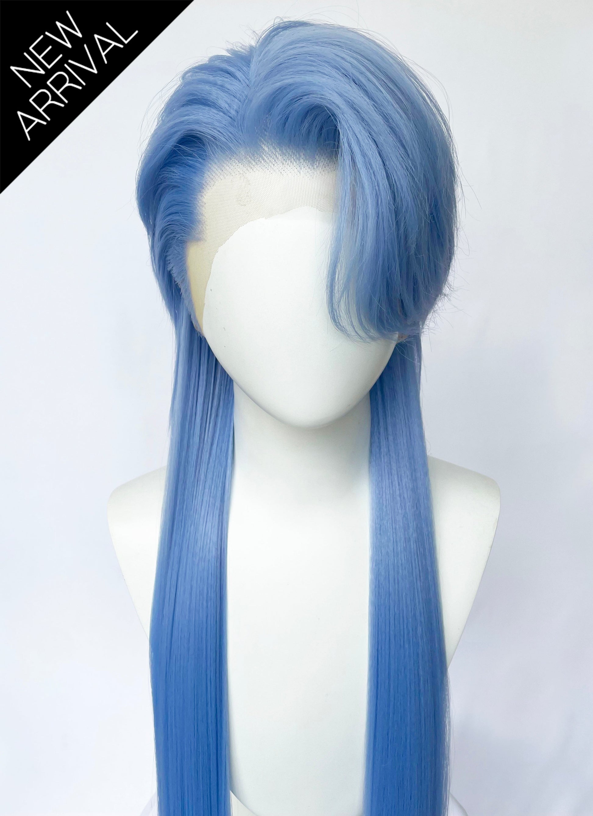 Pastel Blue Straight Lace Front Synthetic Men's Wig LF6134