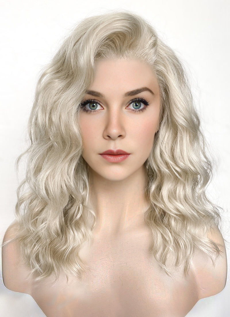 The Fantastic Four Invisible Woman Sue Storm Light Ash Blonde Wavy Lace Front Synthetic Hair Wig LF6144
