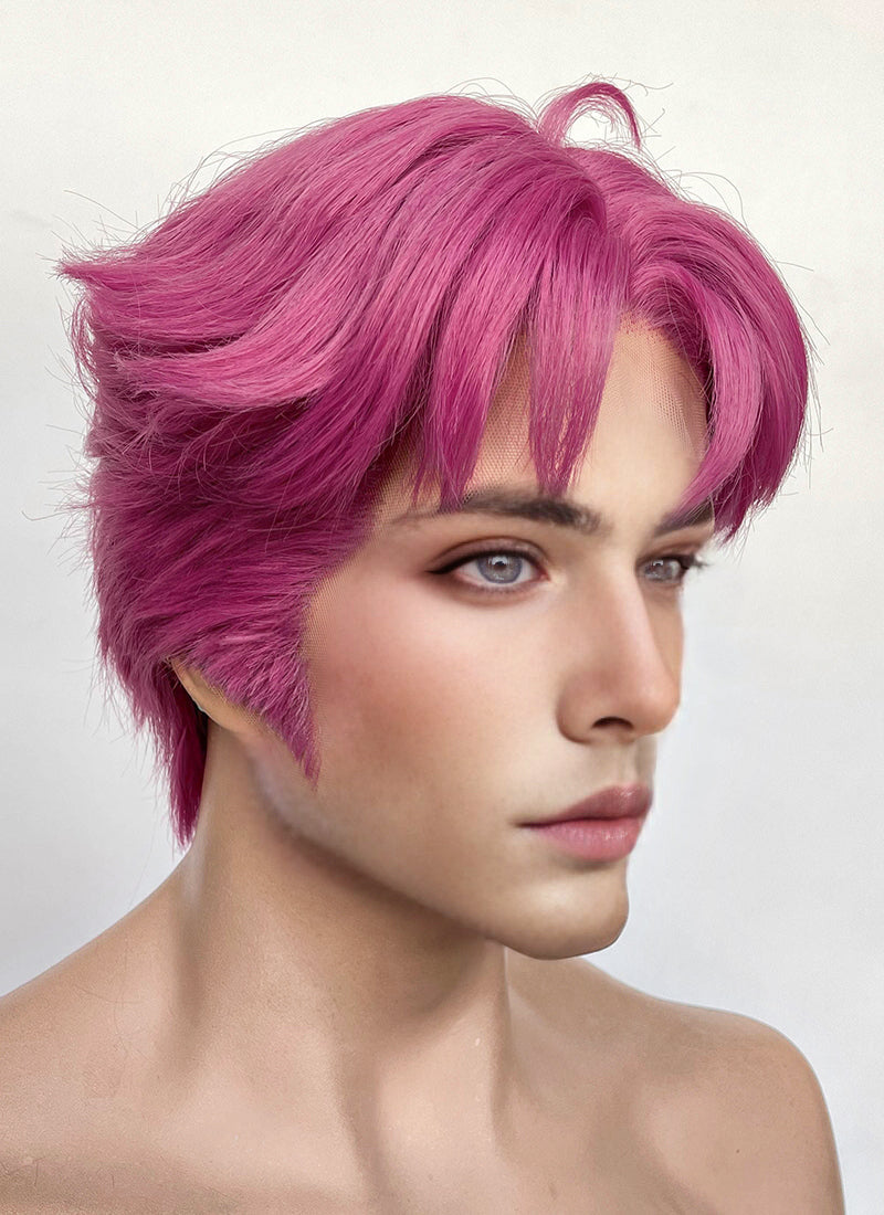 KPop Demon Hunters Saja Boys Abby Hot Pink Straight Lace Front Synthetic Men's Wig LF6145