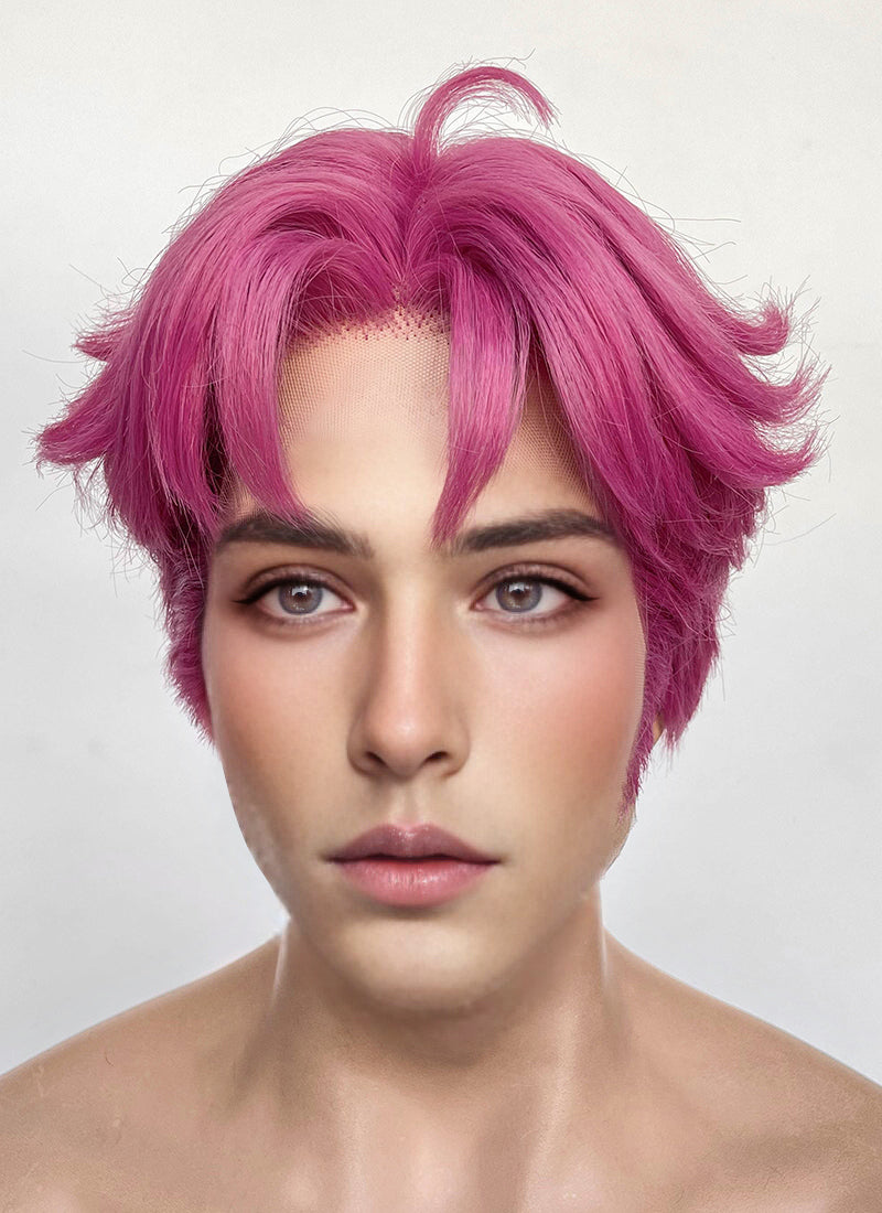 KPop Demon Hunters Saja Boys Abby Hot Pink Straight Lace Front Synthetic Men's Wig LF6145