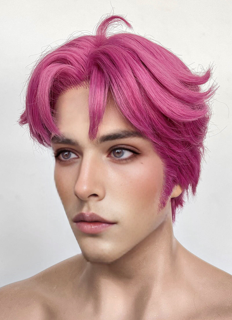 KPop Demon Hunters Saja Boys Abby Hot Pink Straight Lace Front Synthetic Men's Wig LF6145