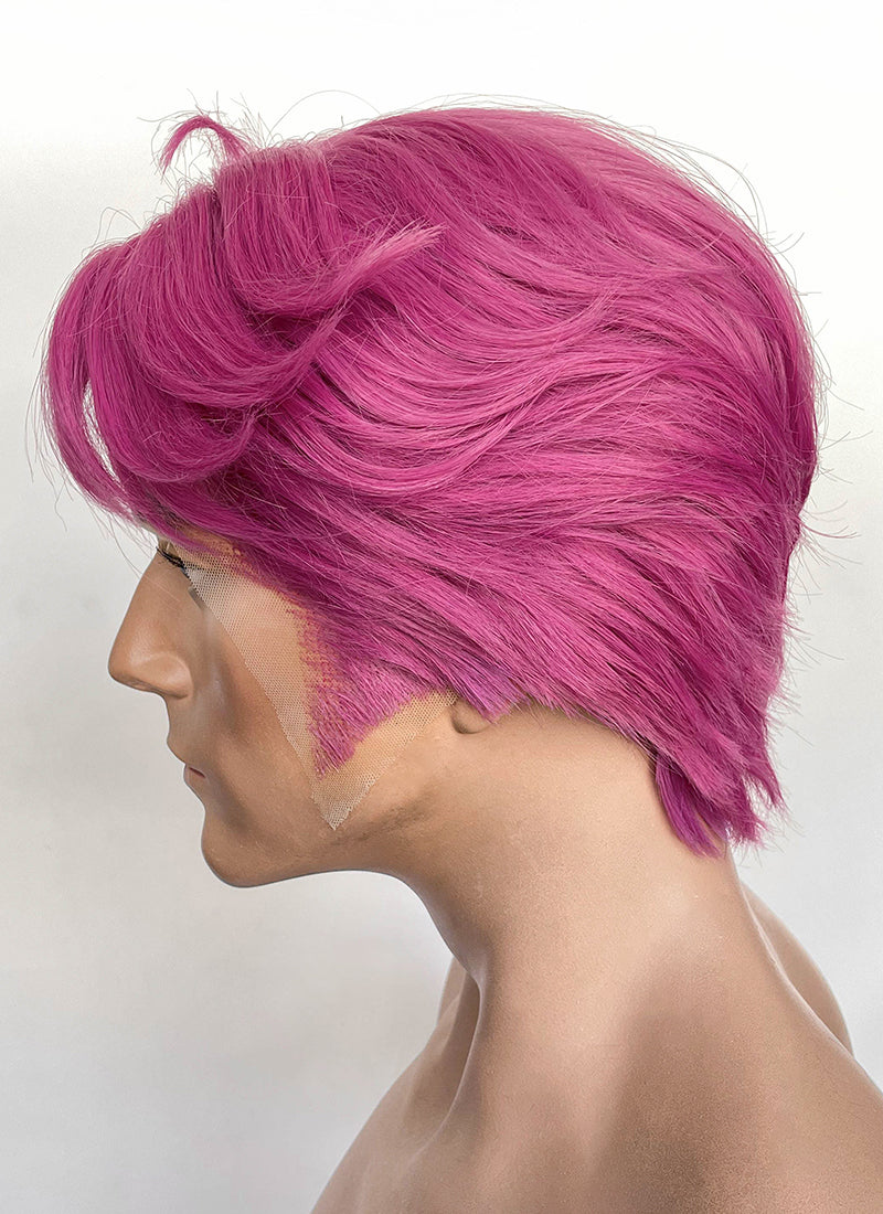KPop Demon Hunters Saja Boys Abby Hot Pink Straight Lace Front Synthetic Men's Wig LF6145