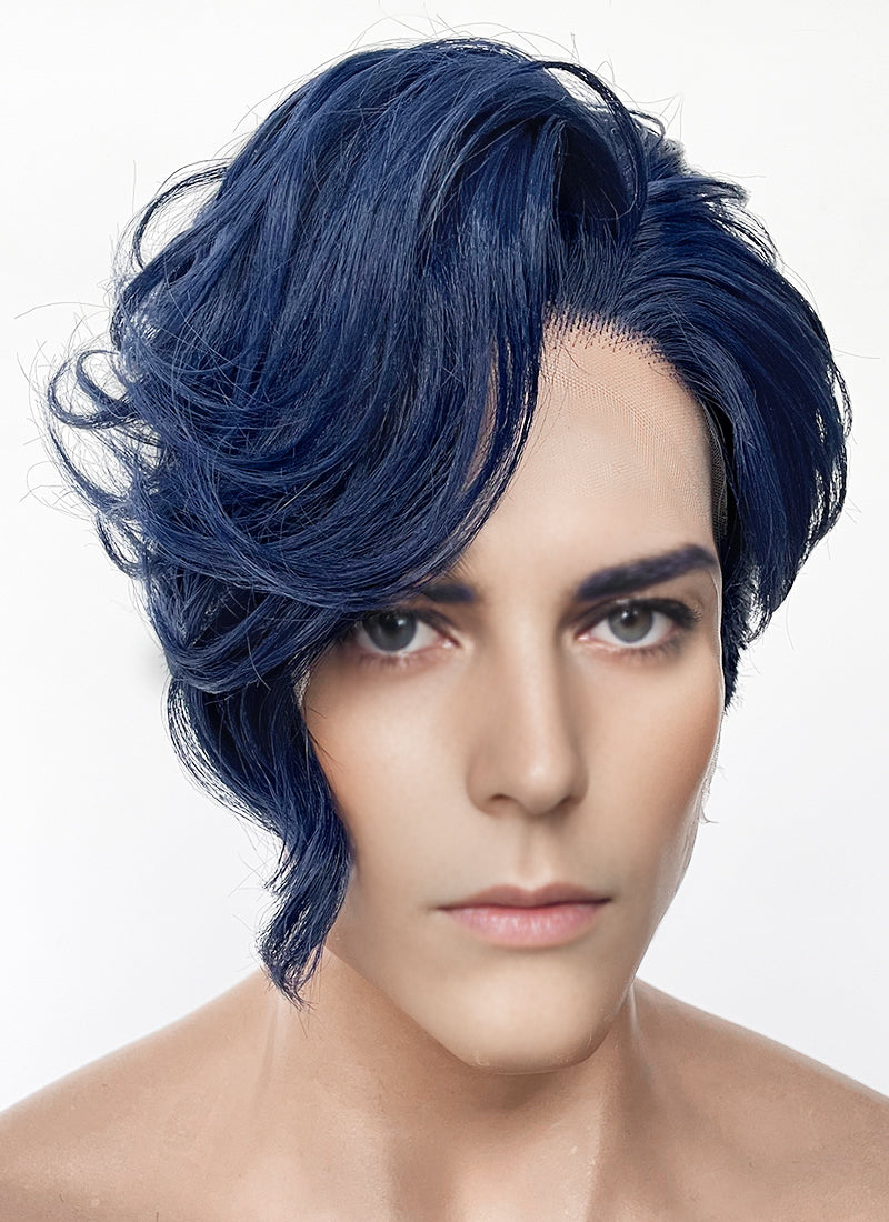 Blue Wavy Lace Front Synthetic Hair Men's Wig LF6147
