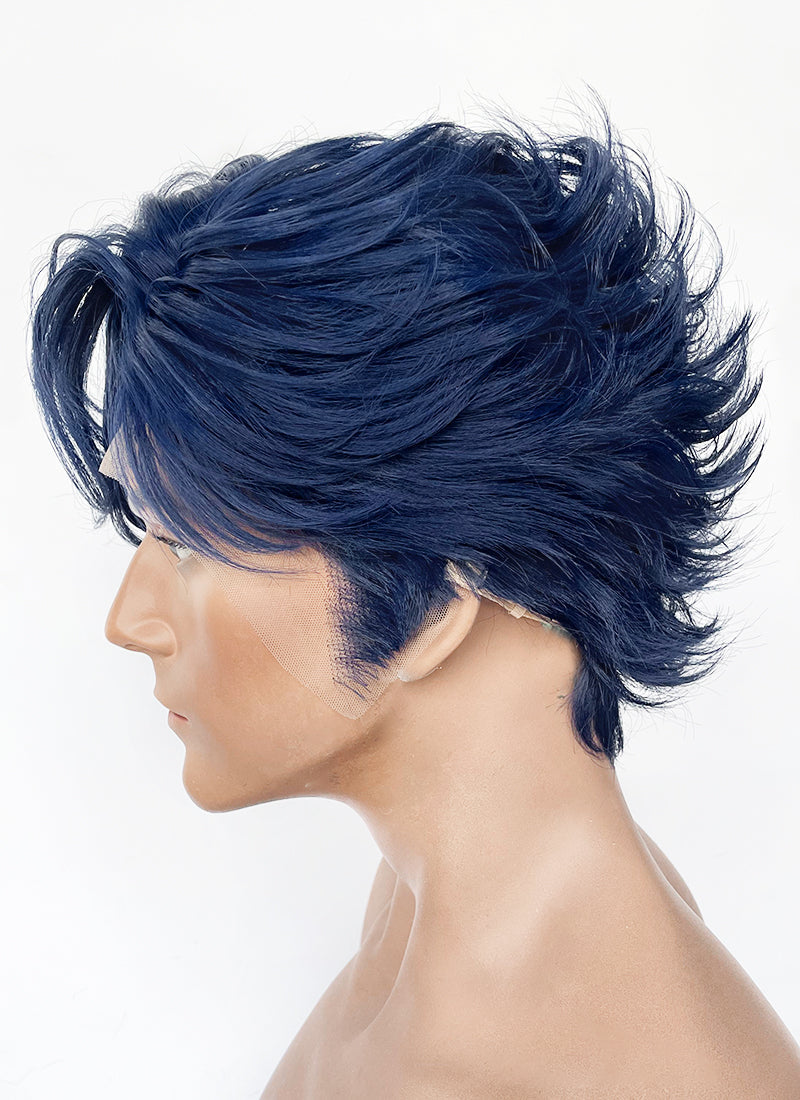 Blue Wavy Lace Front Synthetic Hair Men's Wig LF6147