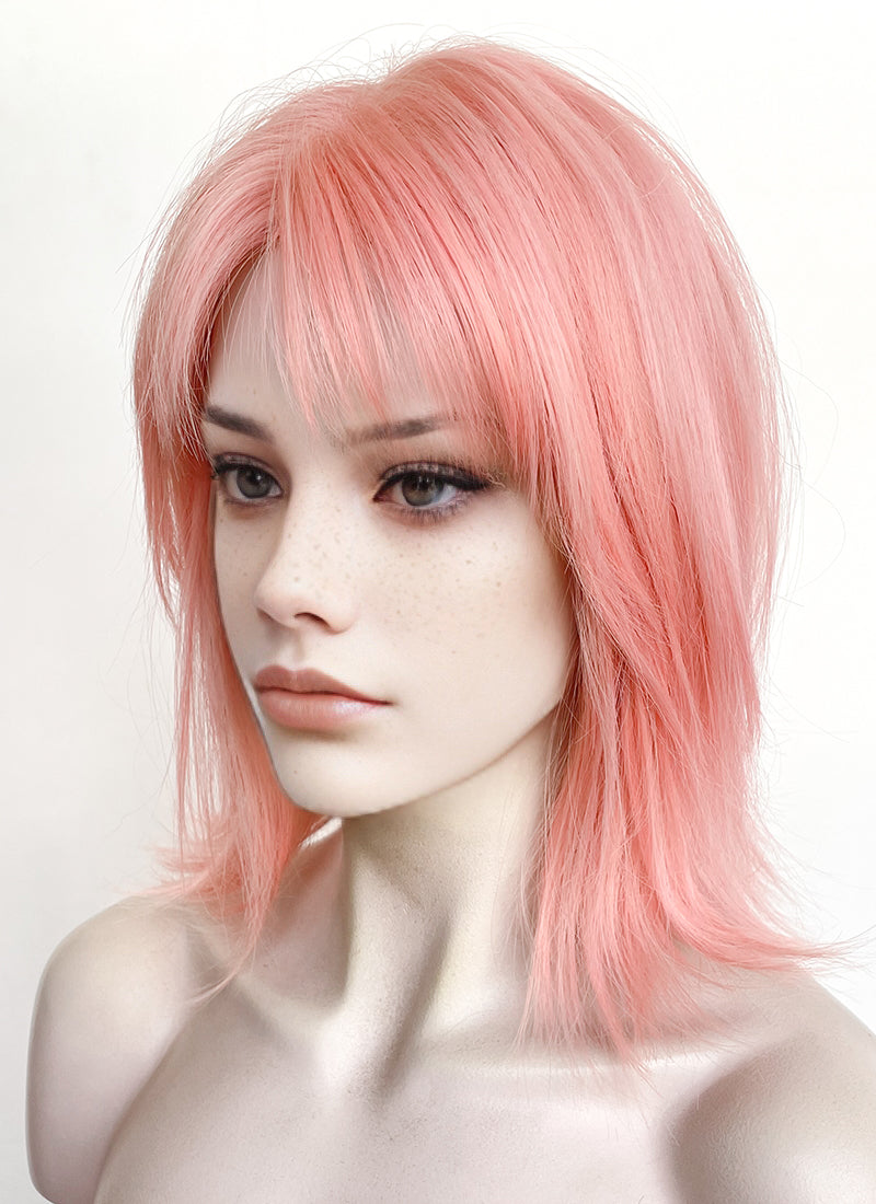 Pink Straight Bob Lace Front Synthetic Hair Wig LF8011