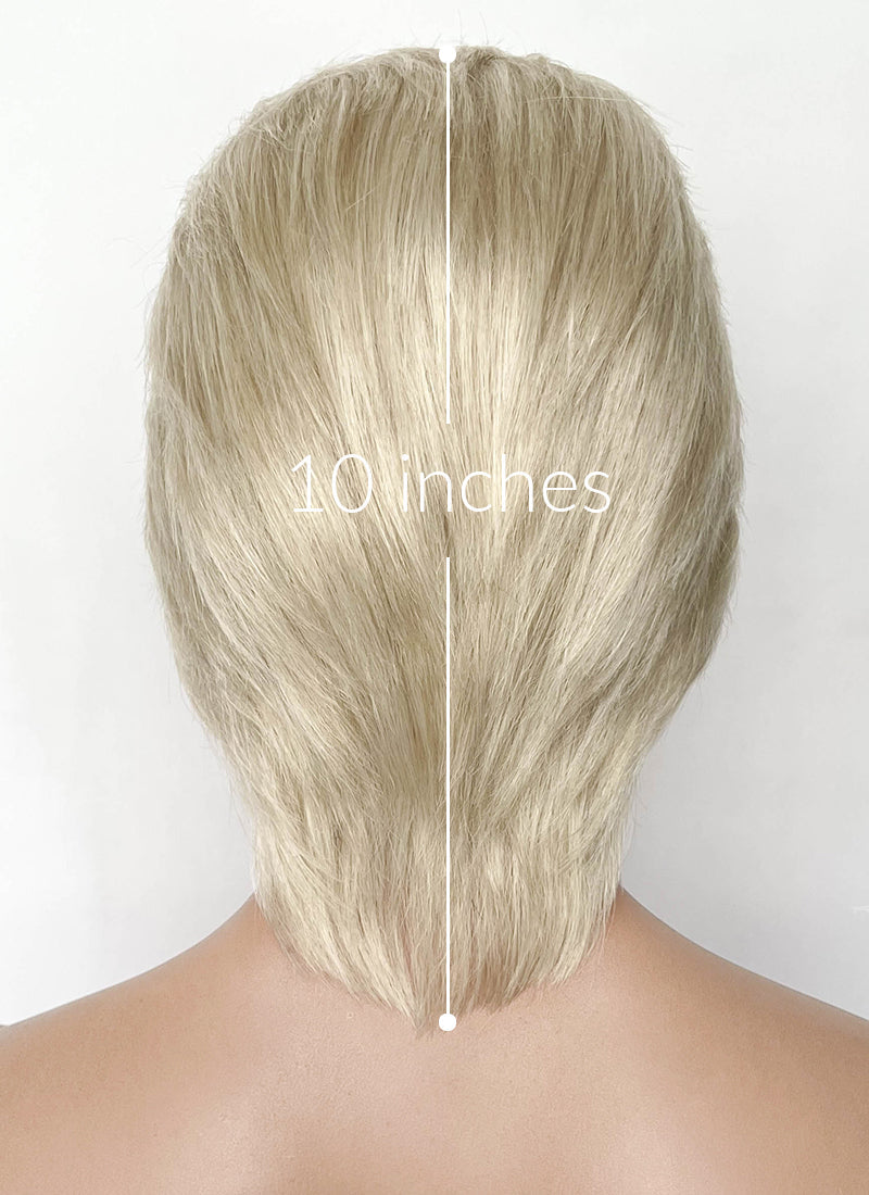 Pastel Ash Blonde Straight Slicked Back Lace Front Synthetic Men's Wig LF8037
