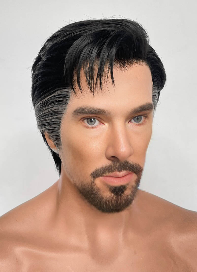 Marvel Doctor Strange Black Mixed Grey Straight Lace Front Synthetic Men's Wig LF8057