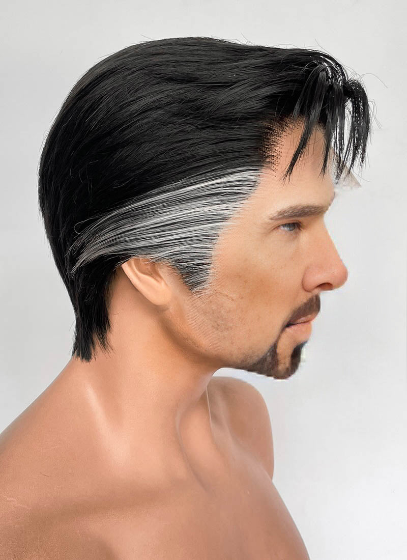 Marvel Doctor Strange Black Mixed Grey Straight Lace Front Synthetic Men's Wig LF8057