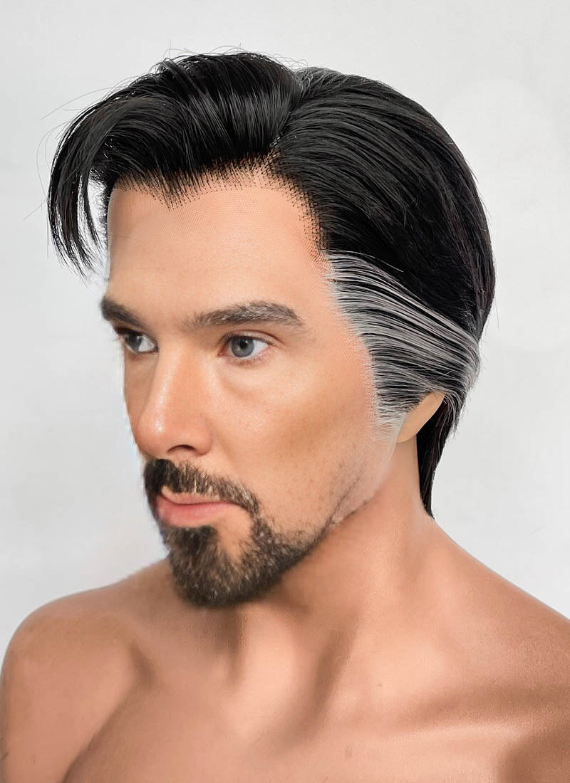 Marvel Doctor Strange Black Mixed Grey Straight Lace Front Synthetic Men's Wig LF8057