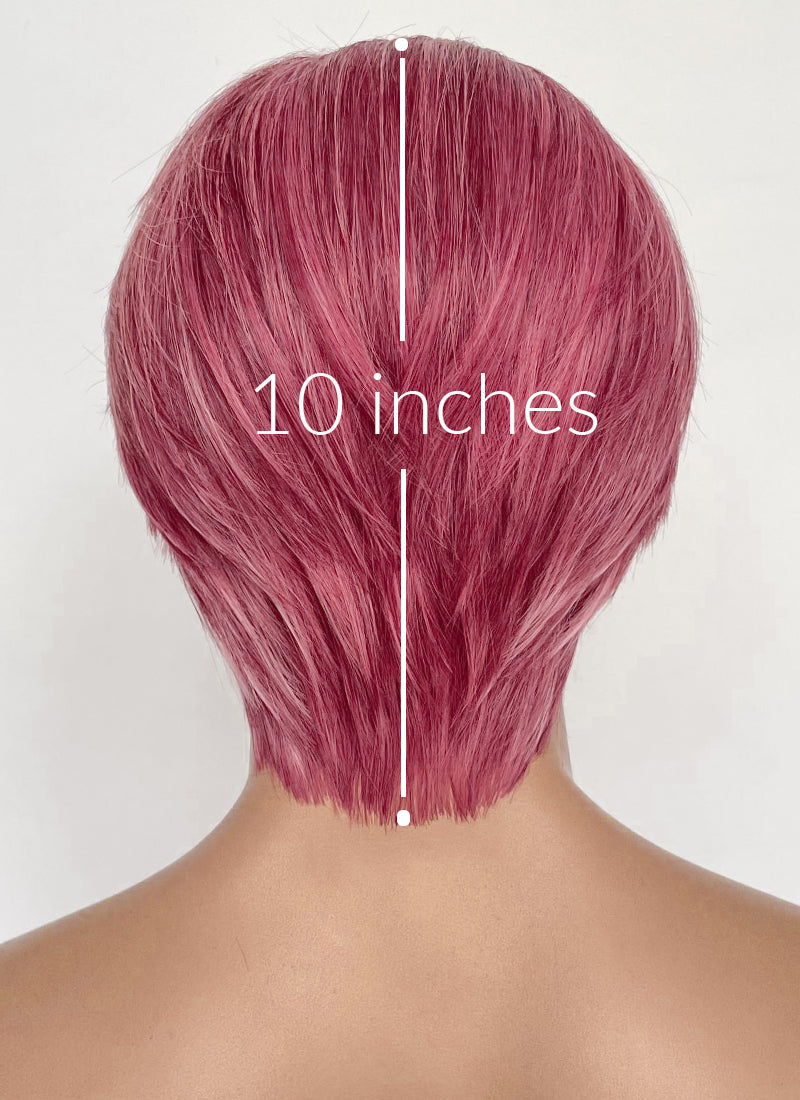 Red Mixed Pink Straight Lace Front Synthetic Hair Men's Wig LF8061